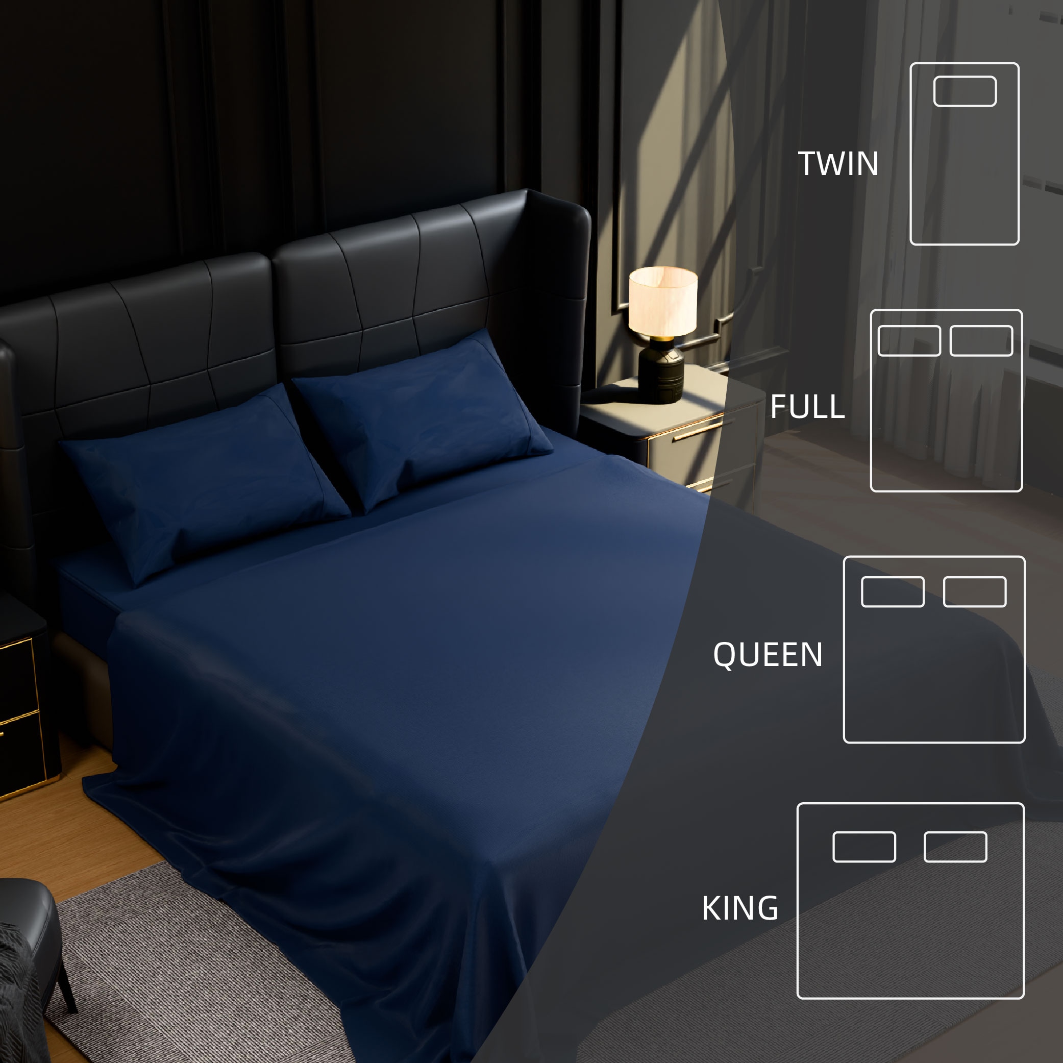 Bedding King Bed Sheets Set - 4 Piece Bedding - Brushed Microfiber - Shrinkage And Fade Resistant - Easy Care (King, Navy Blue)_voghion.com